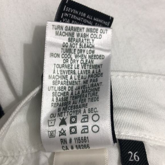 7 For All Mankind White High Waist Ankle Fringe Seam Skinny Jeans Size 26 NWT - Picture 15 of 16